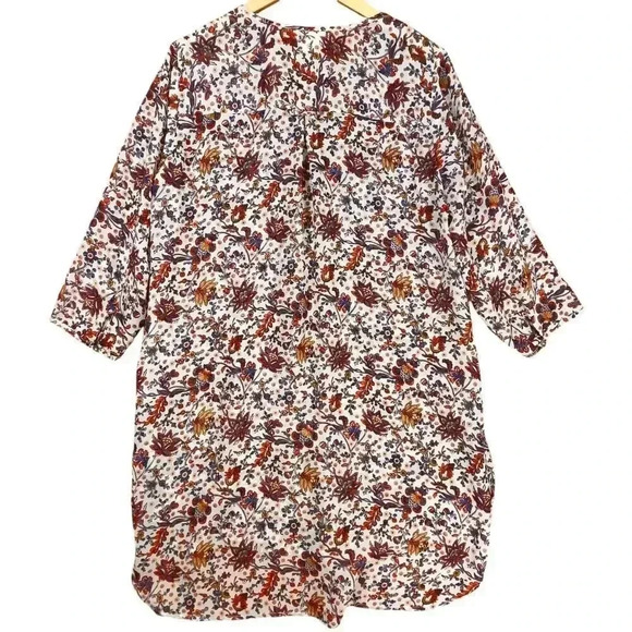 Fig & Flower Womens Multicolor Floral Tunic Polyester Long Sleeve‎ Shift Dress L - Picture 2 of 7